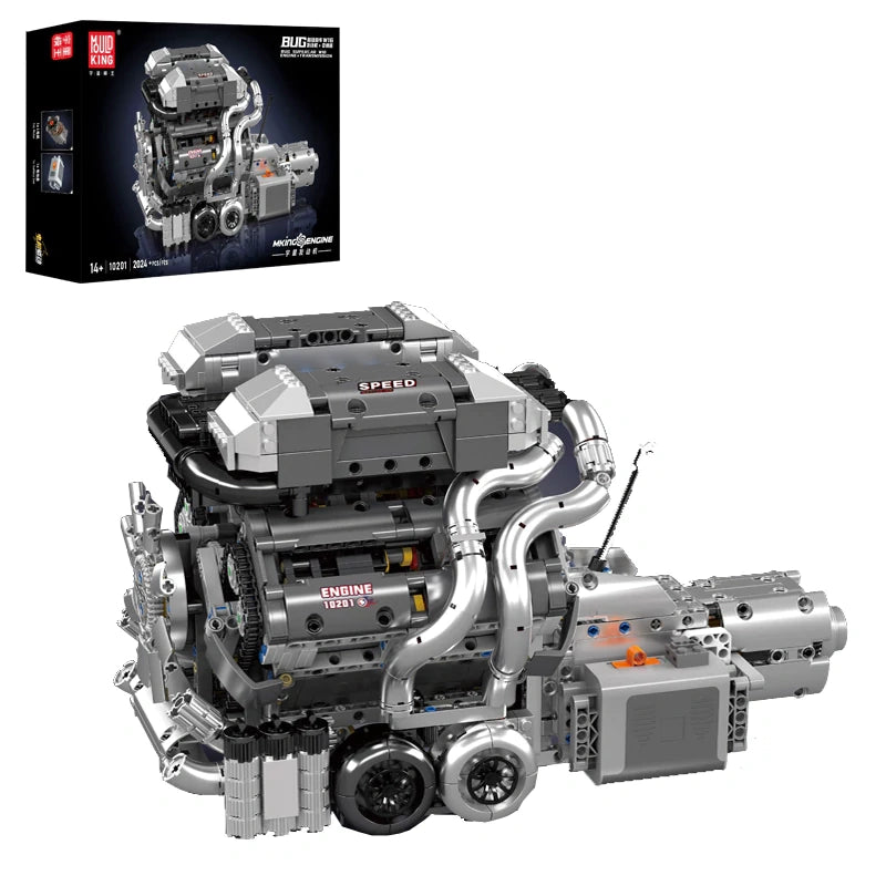 Bugatti W16 Engine & Transmission - Building Blocks Set | Turbo Moc