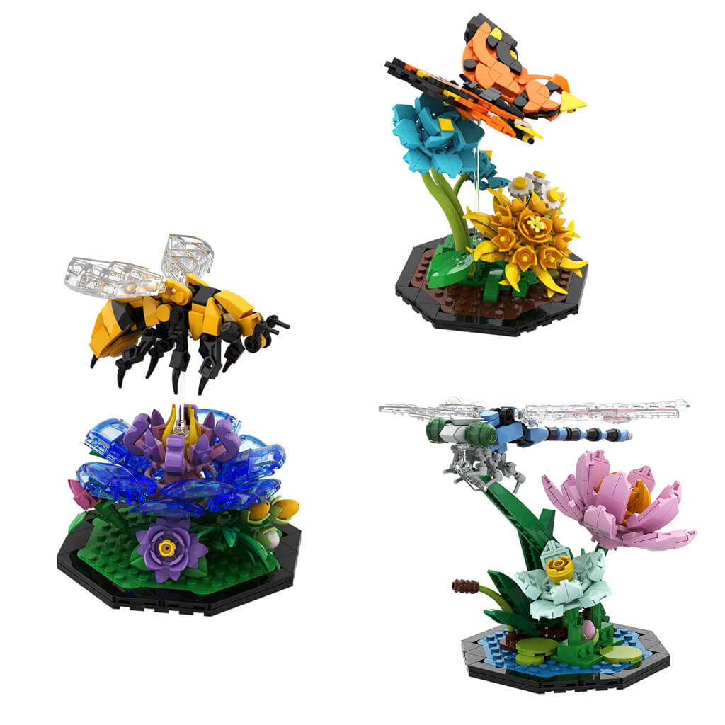 Bee / Butterfly / Dragonfly Garden Insect MOC - Building blocks set - Turbo Moc