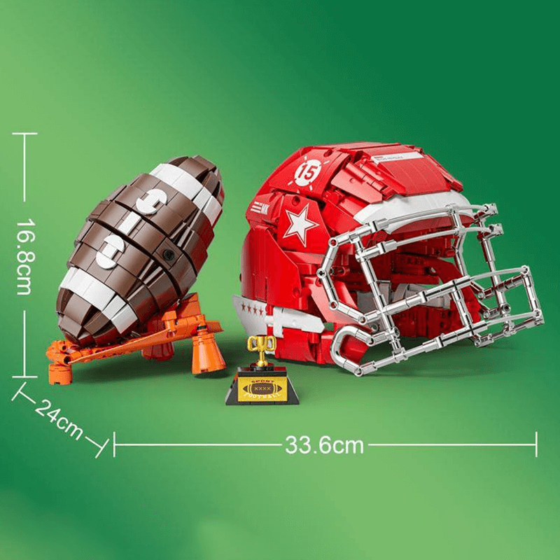 US Football Helmet and Ball 1037pcs - Lego compatible building blocks set- Turbo Moc