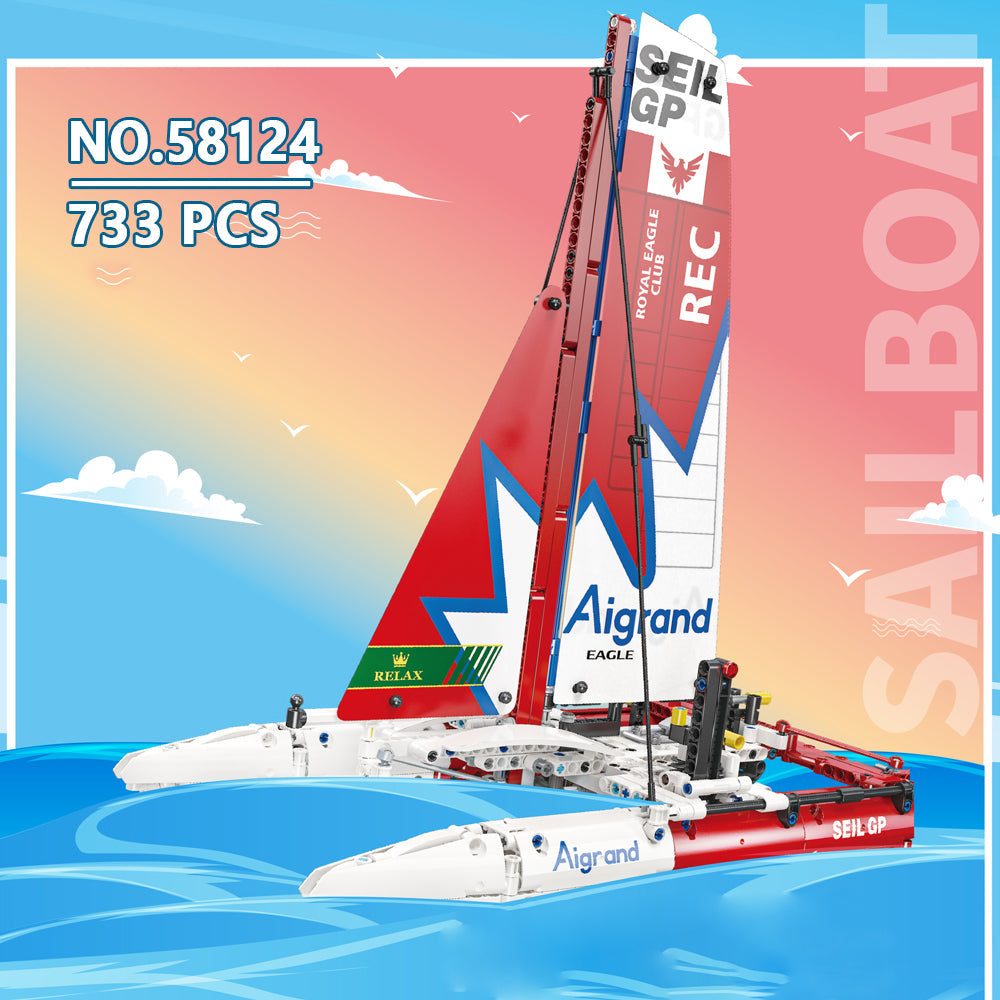 F50 Hydrofoil Catamaran Sailboat - Lego compatible building blocks kit - Turbo Moc