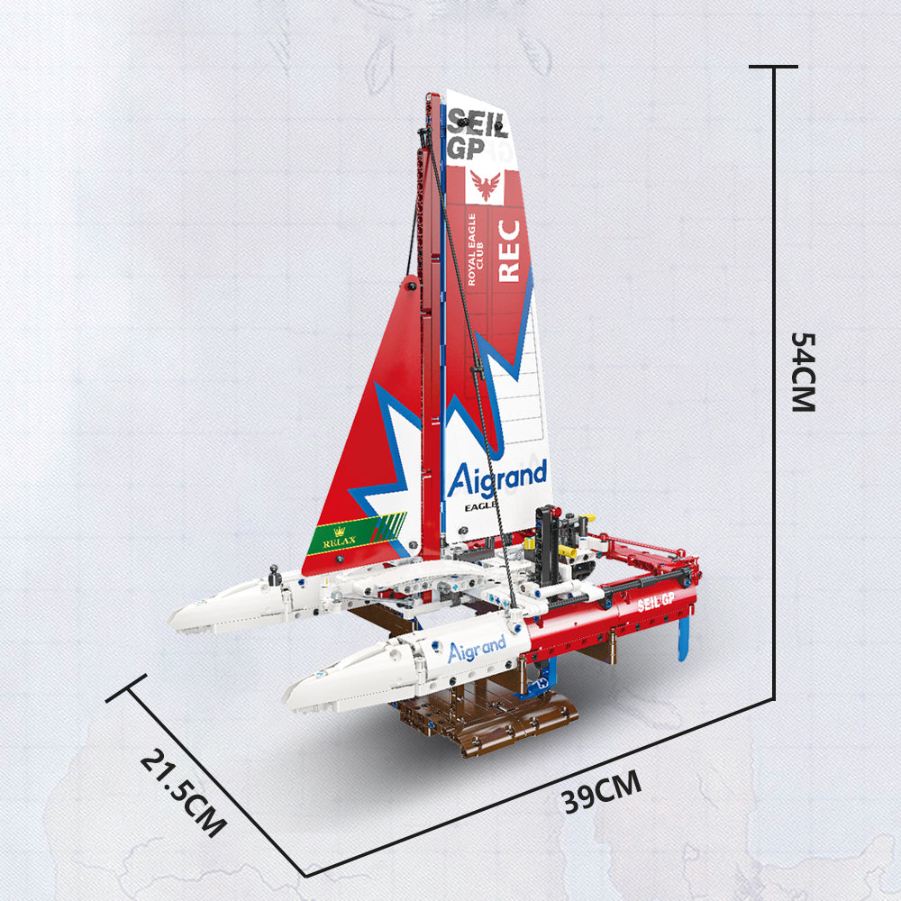 F50 Hydrofoil Catamaran Sailboat - Lego compatible building blocks kit - Turbo Moc