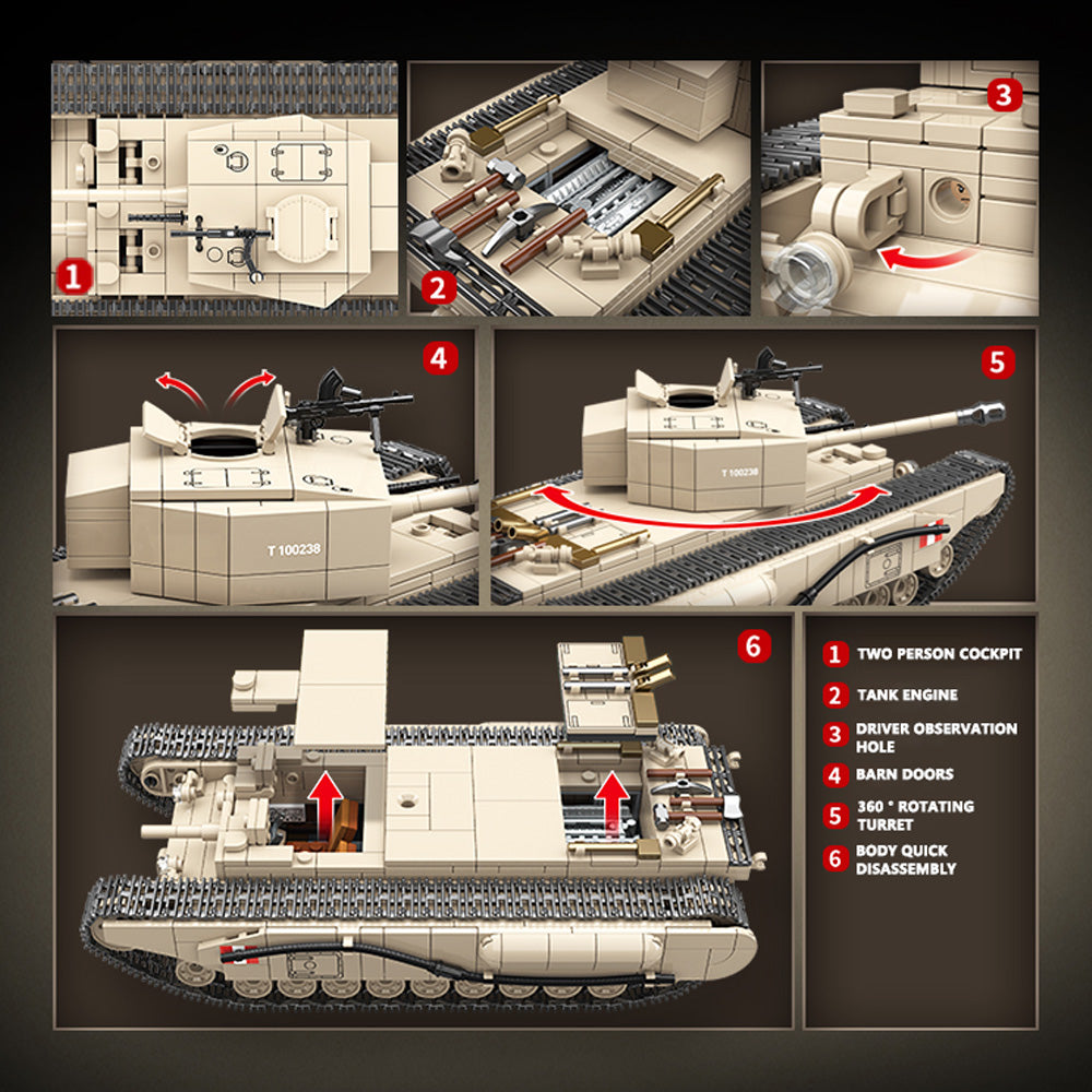 CHURCHILL MK.I Infantry Tank - Building Blocks set compatible Lego - Turbo Moc