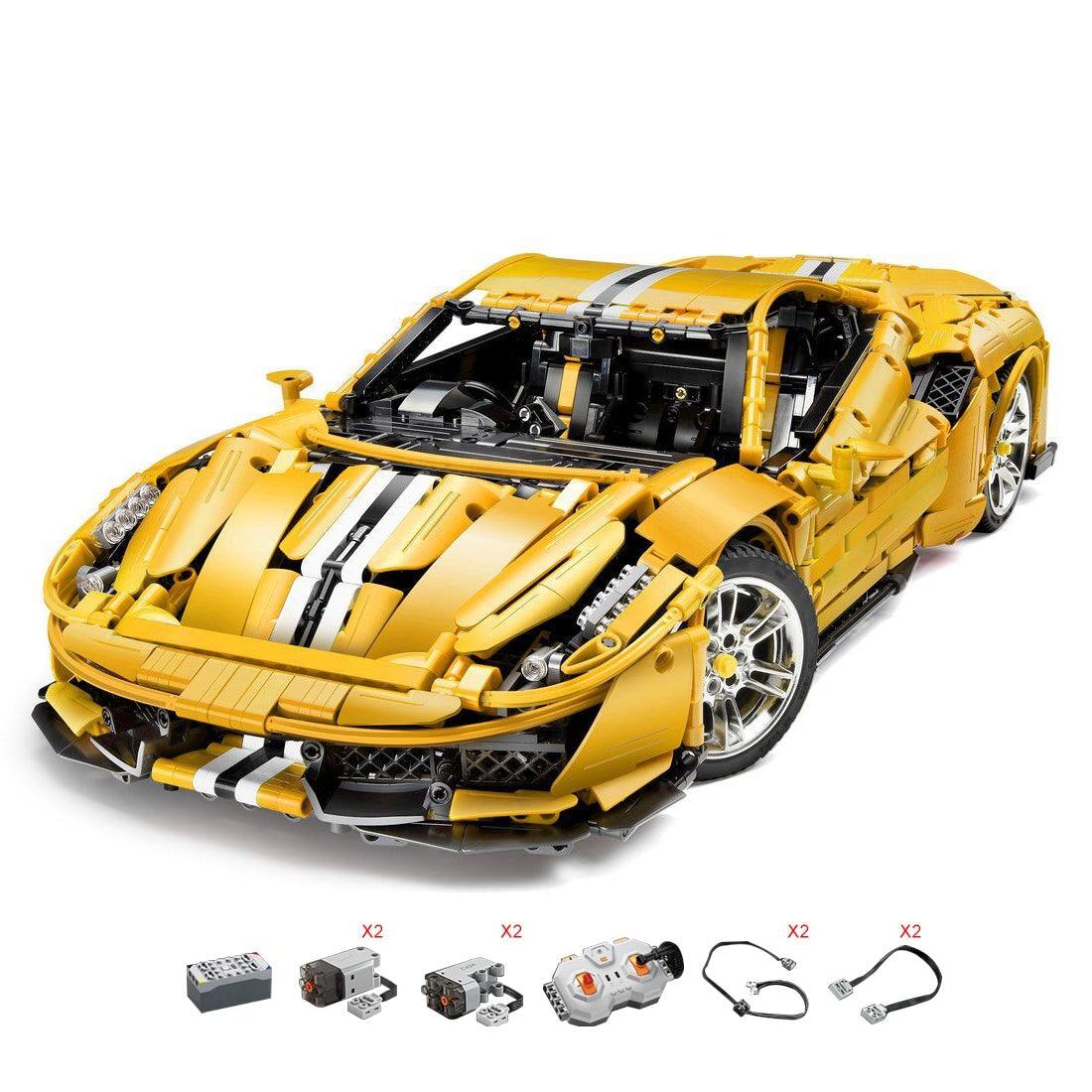 Ferrari 488 Pista Yellow 3187pcs-Building Blocks set -Turbo Moc