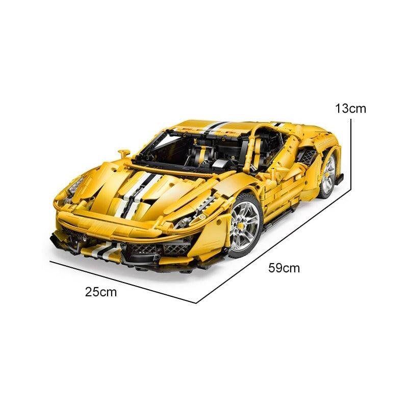 Ferrari 488 Pista Yellow 3187pcs-Building Blocks set -Turbo Moc