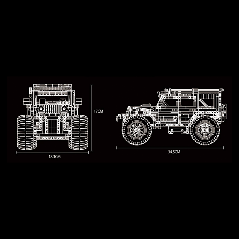 Jeep Wrangler Rubicon AEV 1287pcs-Building Blocks set -Turbo Moc