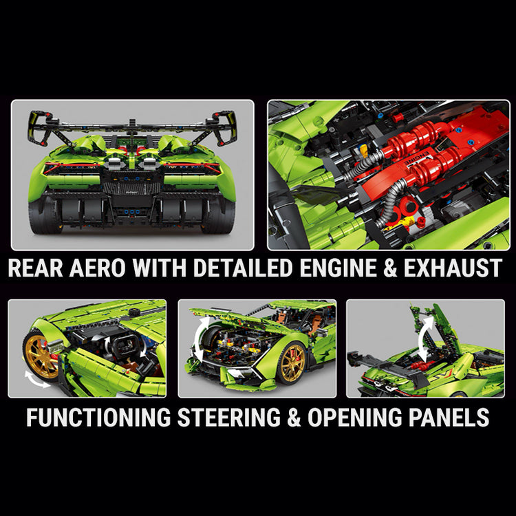 Lamborghini Revuelto SVJ6 Green 6628pcs-Building Blocks set -Turbo Moc