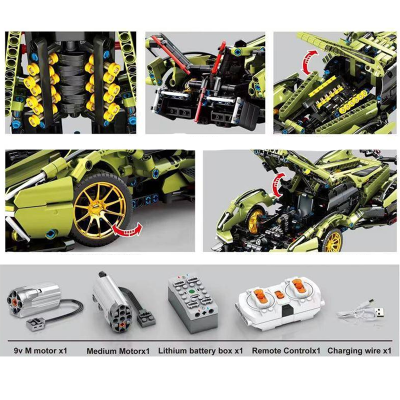 Lamborghini Vision V12 1038pcs-Building Blocks set -Turbo Moc