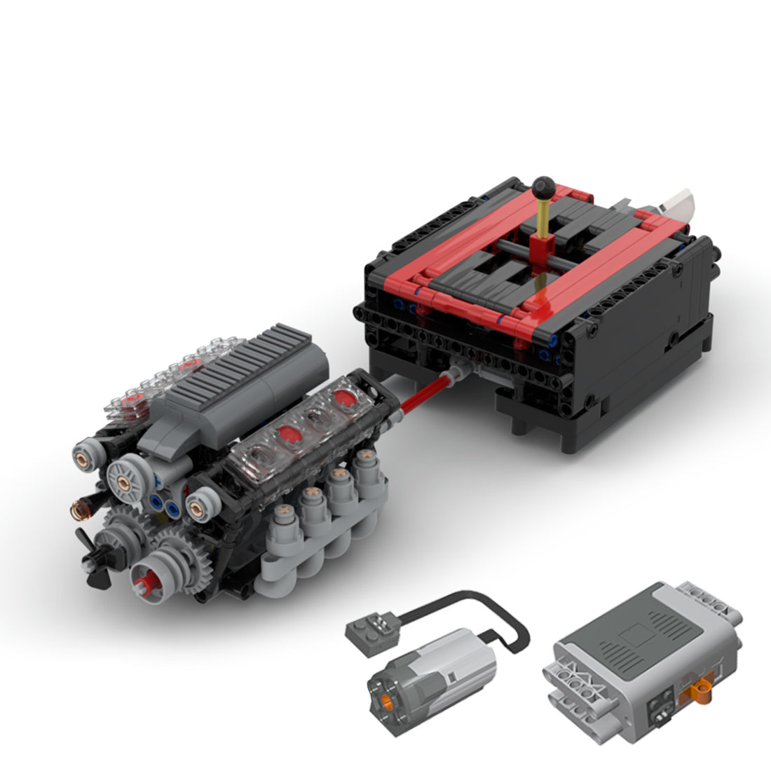 Image of V8 Engine With Gearbox Tech Engine Model 568Pcs - v8-engine-with-gearbox-tech-engine-model