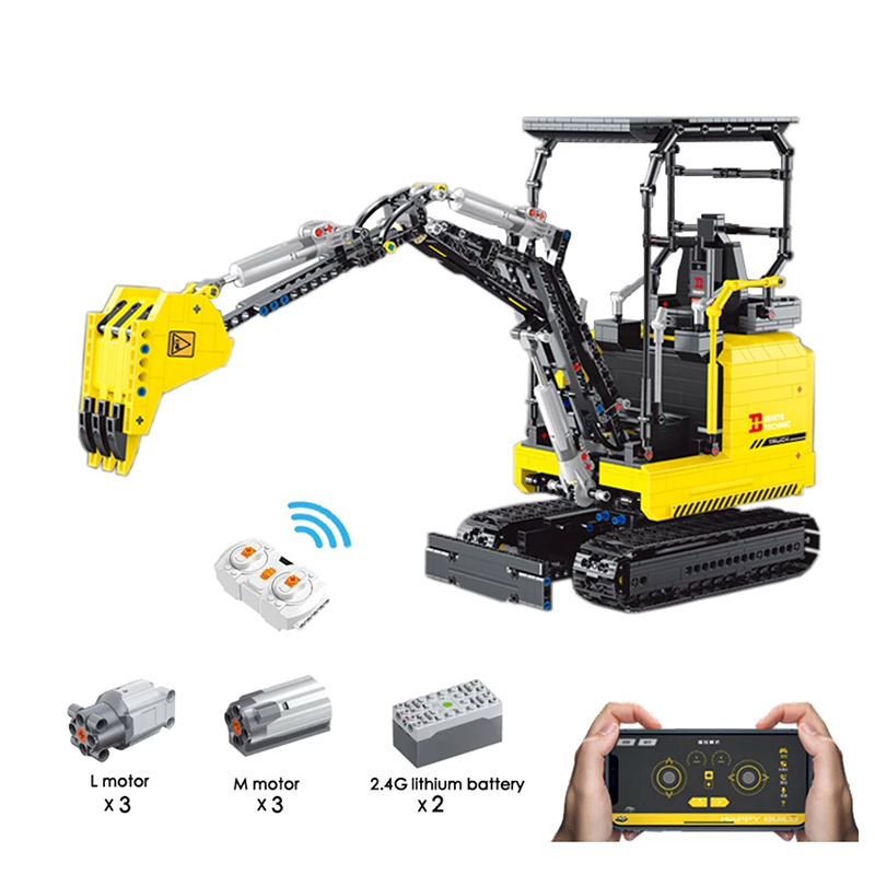 Mini Excavator Remote Controlled 1717pcs-Building Blocks set -Turbo Moc