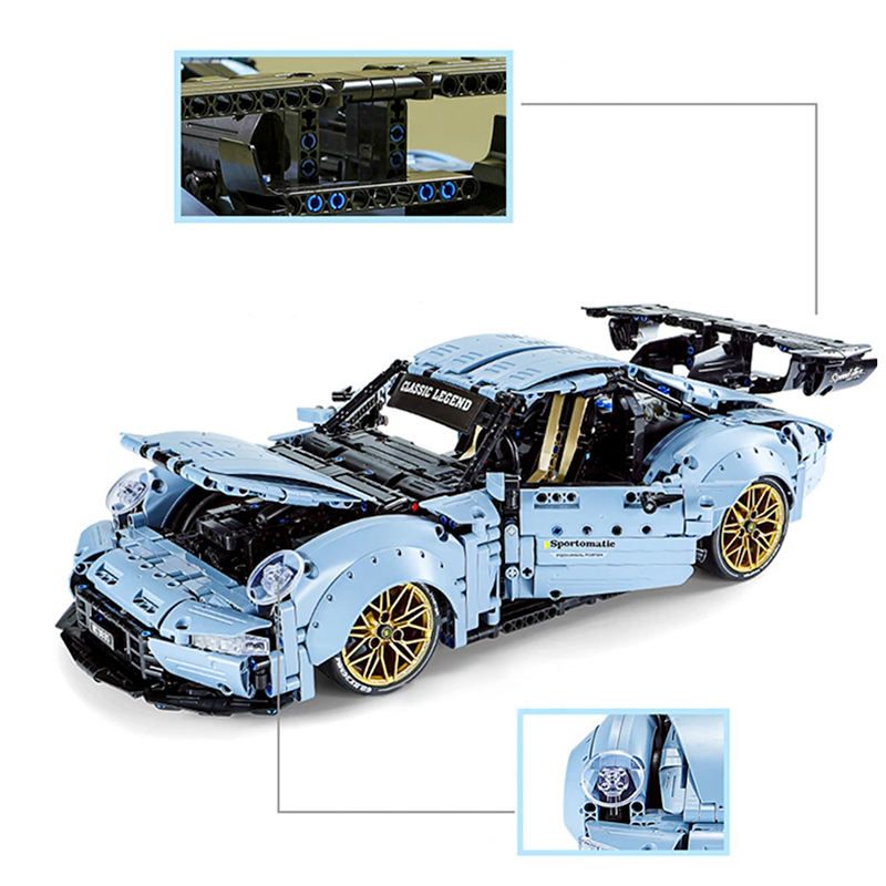 Porsche 911 991 Widebody blue 2258pcs-Building Blocks set -Turbo Moc