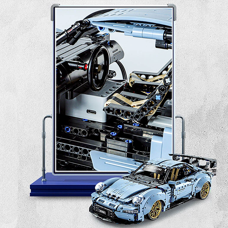 Porsche 911 991 Widebody blue 2258pcs-Building Blocks set -Turbo Moc