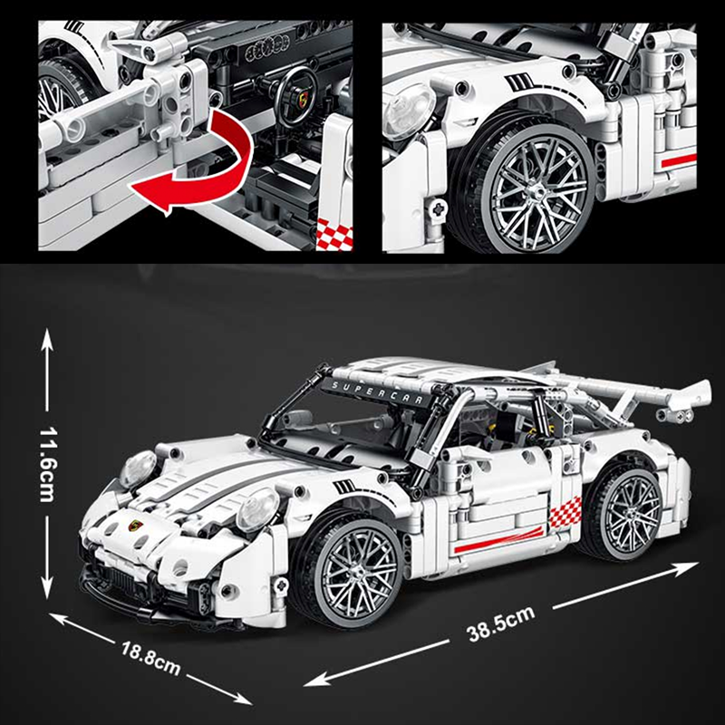 Porsche 911 Remote Controlled Coupe 1267pcs-Building Blocks set -Turbo Moc