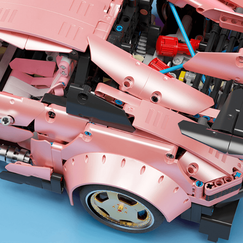 Porsche 911 widebody pink 2367pcs-Building Blocks set -Turbo Moc