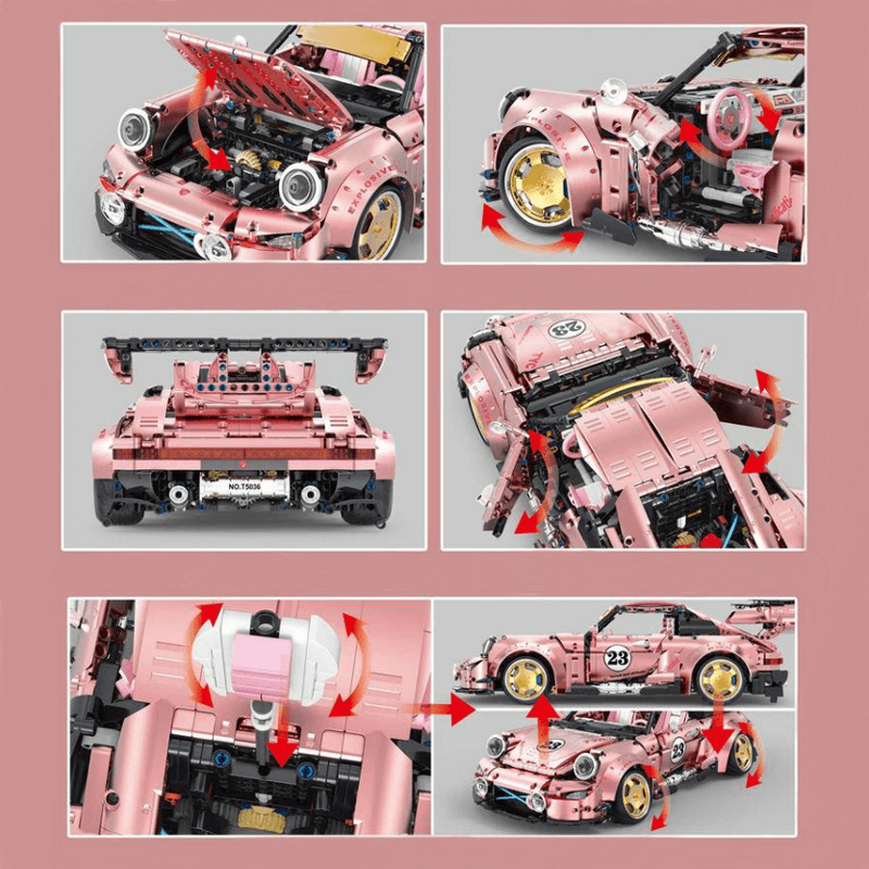 Porsche 911 widebody pink 2367pcs-Building Blocks set -Turbo Moc