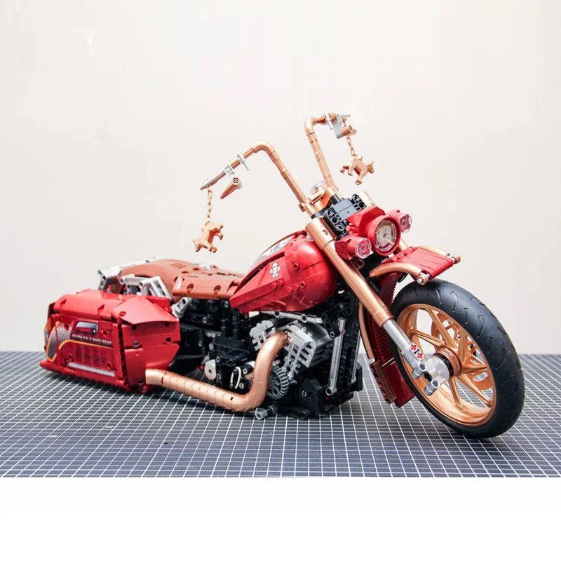 Red Motorcycle Chopper 2111pcs-Building Blocks set -Turbo Moc