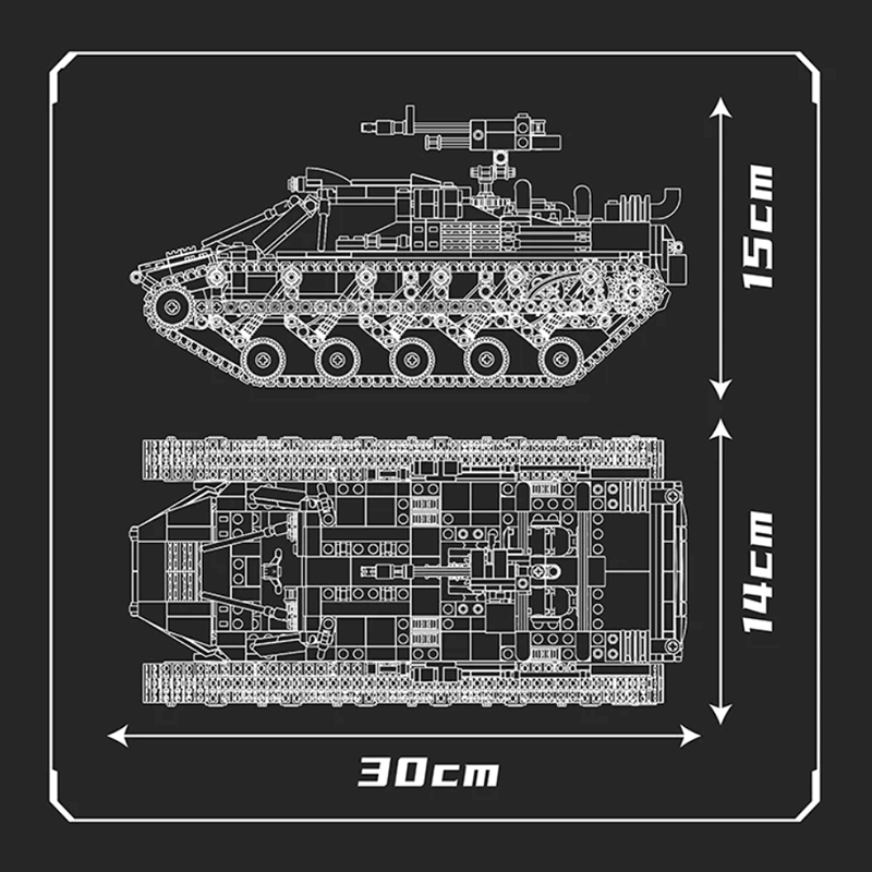 All Terrain Military Tank EV2 1045pcs - Building Blocks set - Turbo Moc