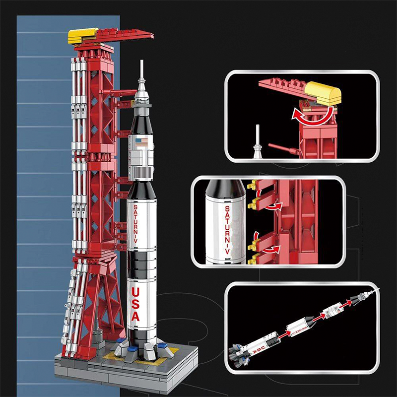 Apollo Rocket & Launch Pad 425pcs - Building Blocks set - Turbo Moc