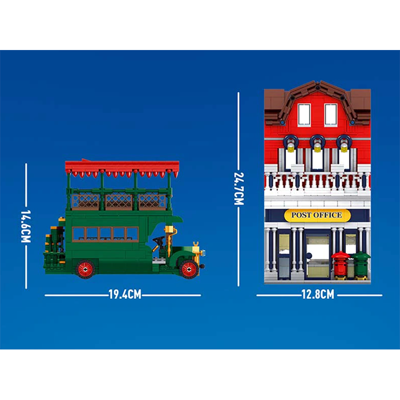 British Post Office with Bus 2178pcs - Building Blocks set - Turbo Moc