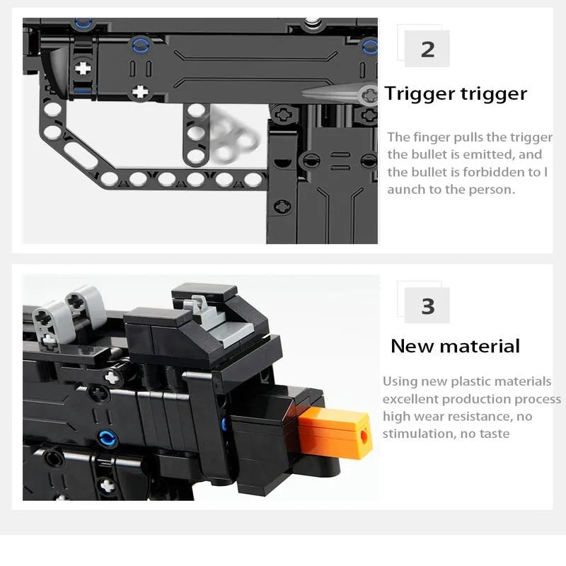 Military Weapon UZI SMG Gun Rifle Pistol - Building Blocks set compatible Lego - Turbo Moc