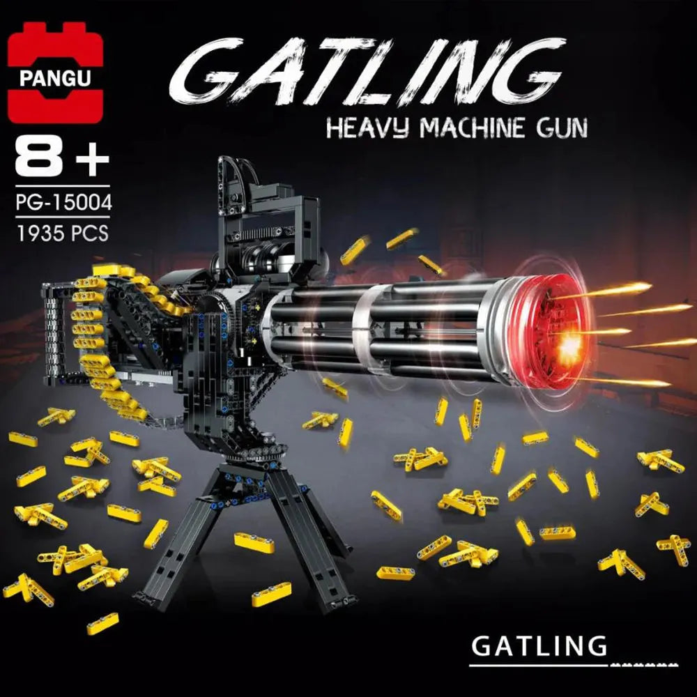 Motorized Gatling Heavy Machine Gun - Building Blocks set compatible Lego - Turbo Moc