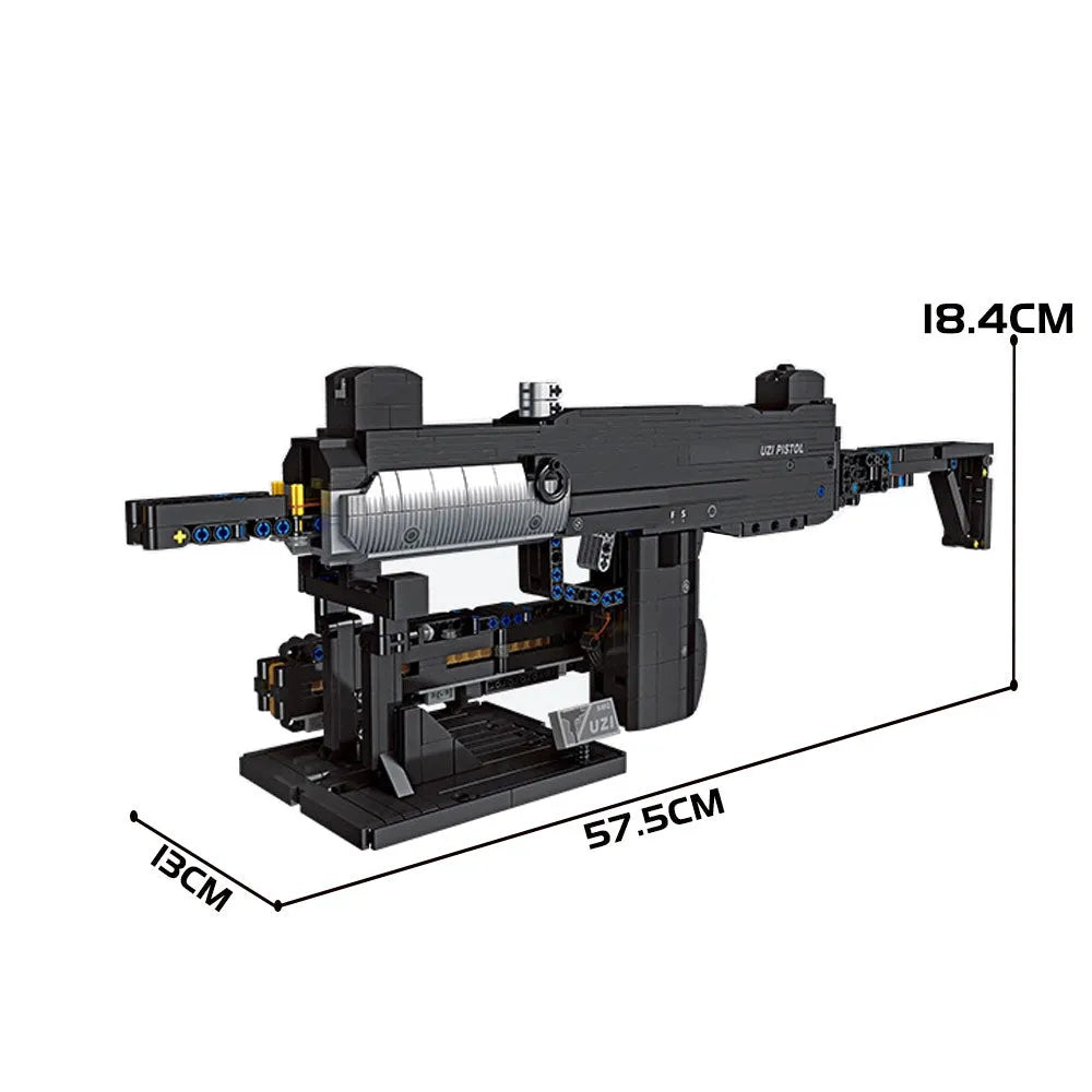 Tech UZI Sub Machine Gun - Building Blocks set compatible Lego - Turbo Moc