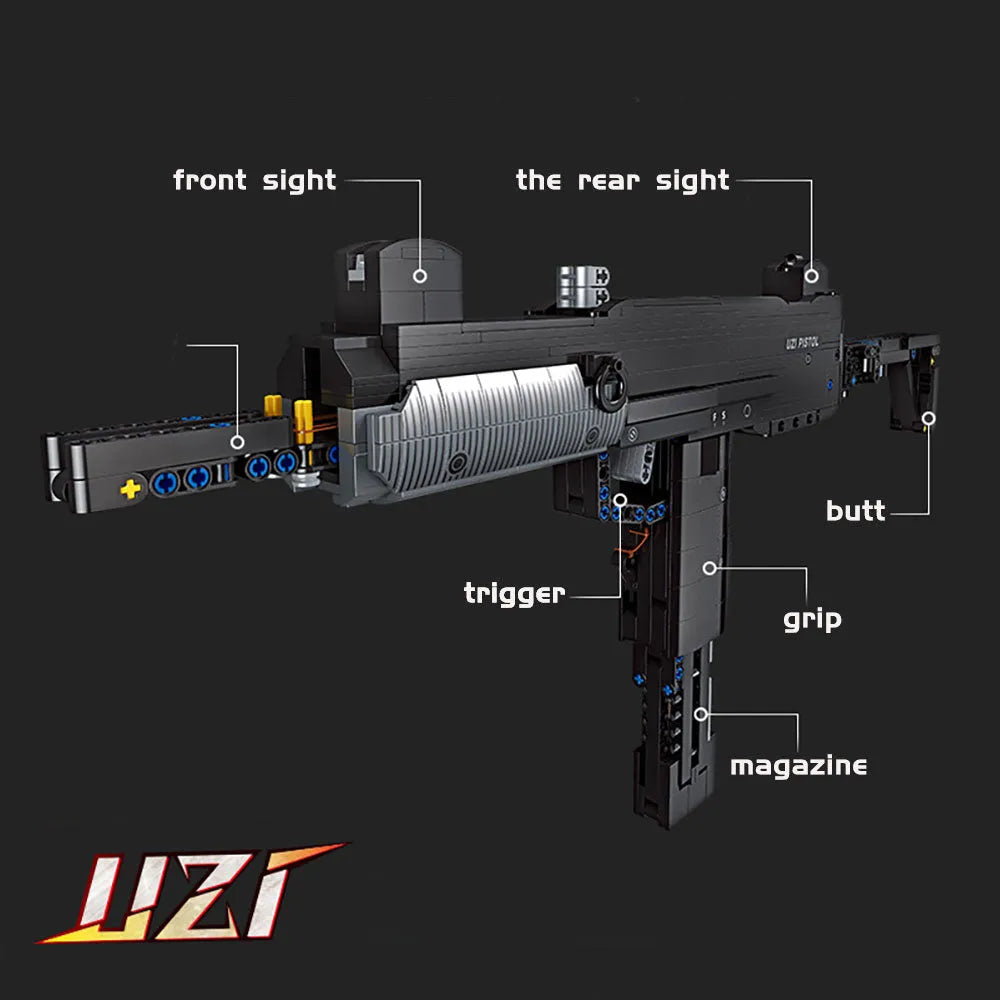 Tech UZI Sub Machine Gun - Building Blocks set compatible Lego - Turbo Moc