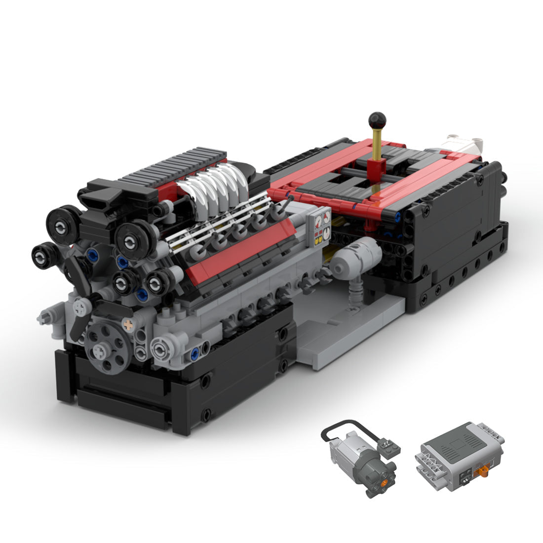 Image of V10 Engine With Gearbox Single Overhead Camshaft (Sohc) Air-Cooled Engine 776Pcs - v10-engine-with-gearbox-single-overhead-camshaft-sohc-air-cooled-engine