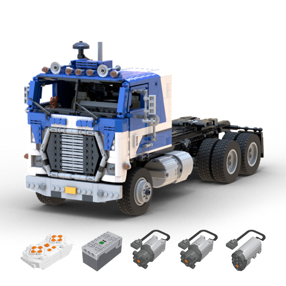 Image of Rc Ford Wt9000 Cabover Truck "Blue Mule" 2043Pcs - moc-144890-rc-ford-wt9000-1-17-cabover-truck-blue-mule