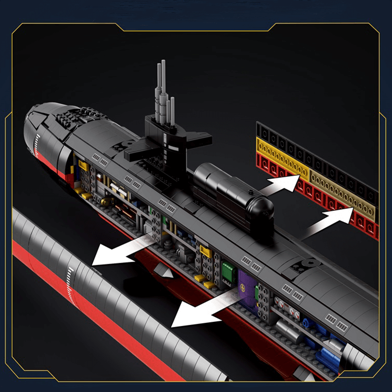 Military Los Angeles-Class SSN Submarine 2987pcs - Building Blocks set - Turbo Moc