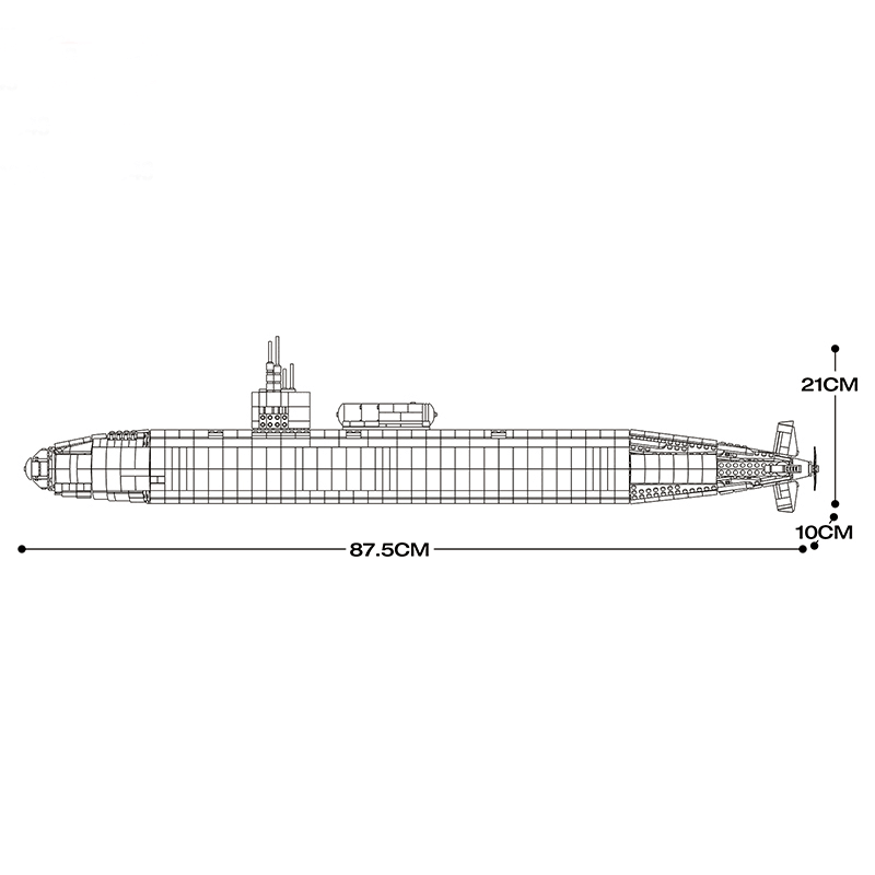 Military Los Angeles-Class SSN Submarine 2987pcs - Building Blocks set - Turbo Moc