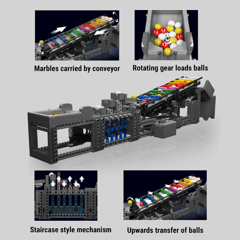 Motorised Rainbow Ladder GBC 1280pcs - Building Blocks set - Turbo Moc