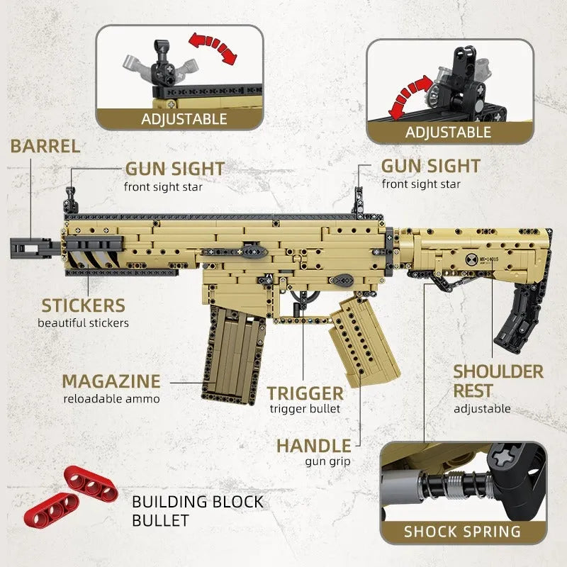 Military Scar Assault Rifle - Building Blocks set compatible Lego - Turbo Moc