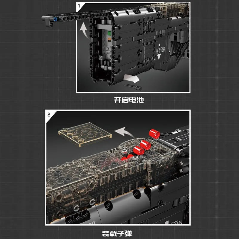 Motorized P90 SMG Gun - Building Blocks set compatible Lego - Turbo Moc