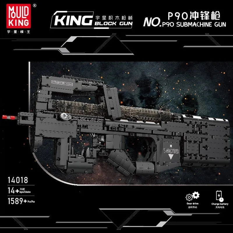 Motorized P90 SMG Gun - Building Blocks set compatible Lego - Turbo Moc