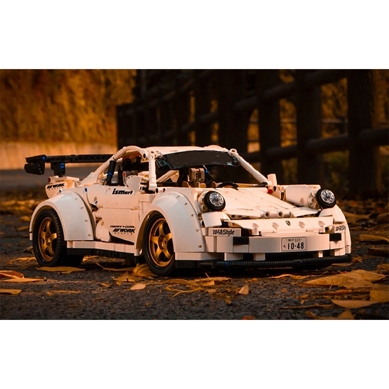 Porsche 911 Widebody White s set, compatible with Lego