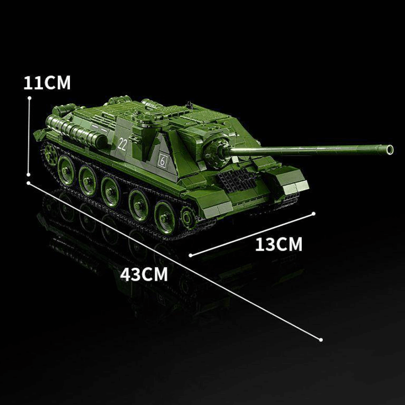 Remote Controlled SU-100 Tank Destroyer 1700pcs - Building Blocks set - Turbo Moc