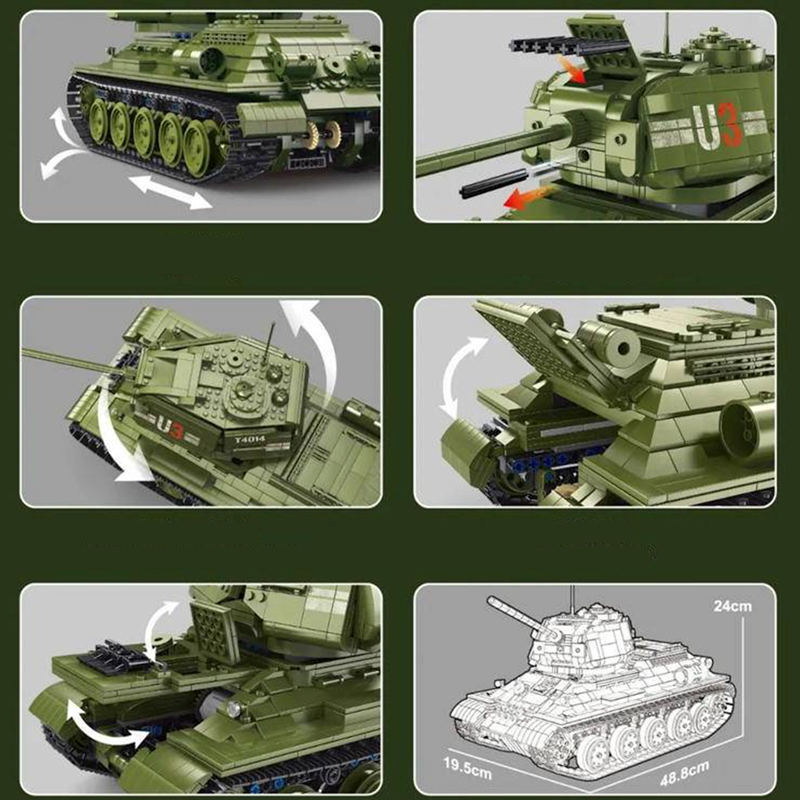 Remote Controlled T34 Tank 2051pcs - Building Blocks set - Turbo Moc