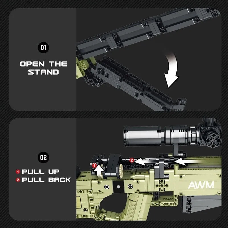 Military Super Magnum AWM Sniper - Building Blocks set compatible Lego - Turbo Moc