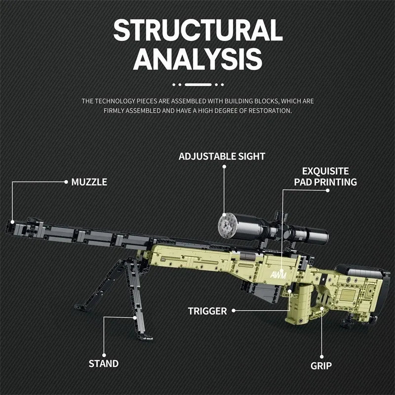 Military Super Magnum AWM Sniper - Building Blocks set compatible Lego - Turbo Moc