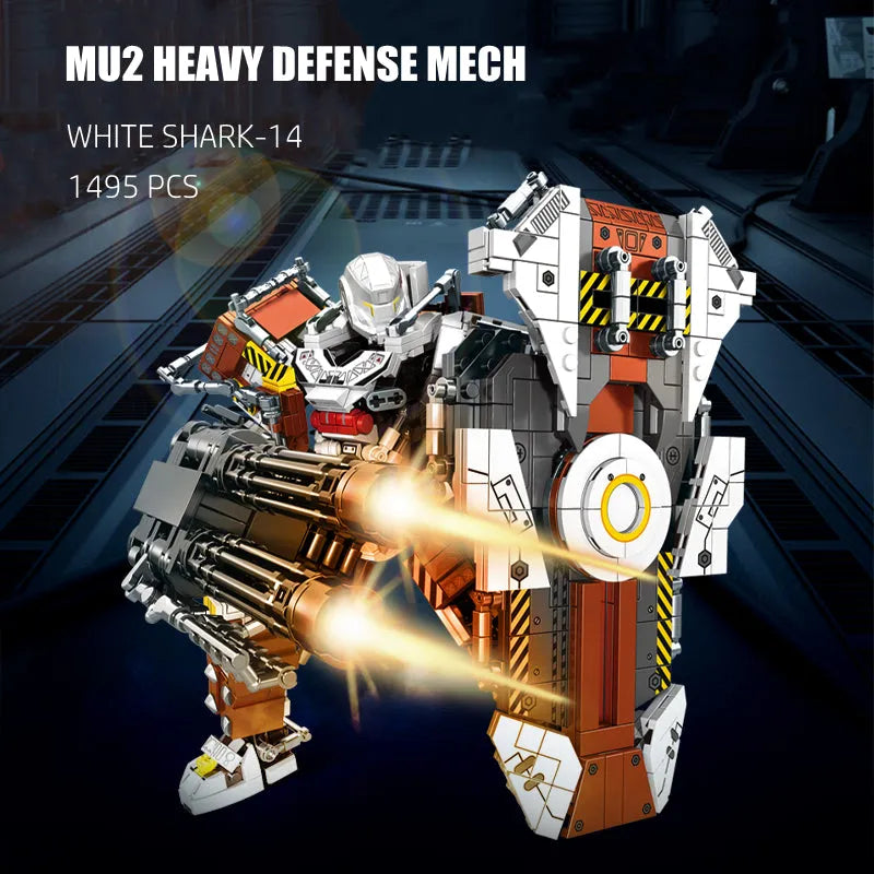 Mecha MU2 Heavy Defense White Shark Robot Bricks Toy - Building Blocks set compatible Lego - Turbo Moc