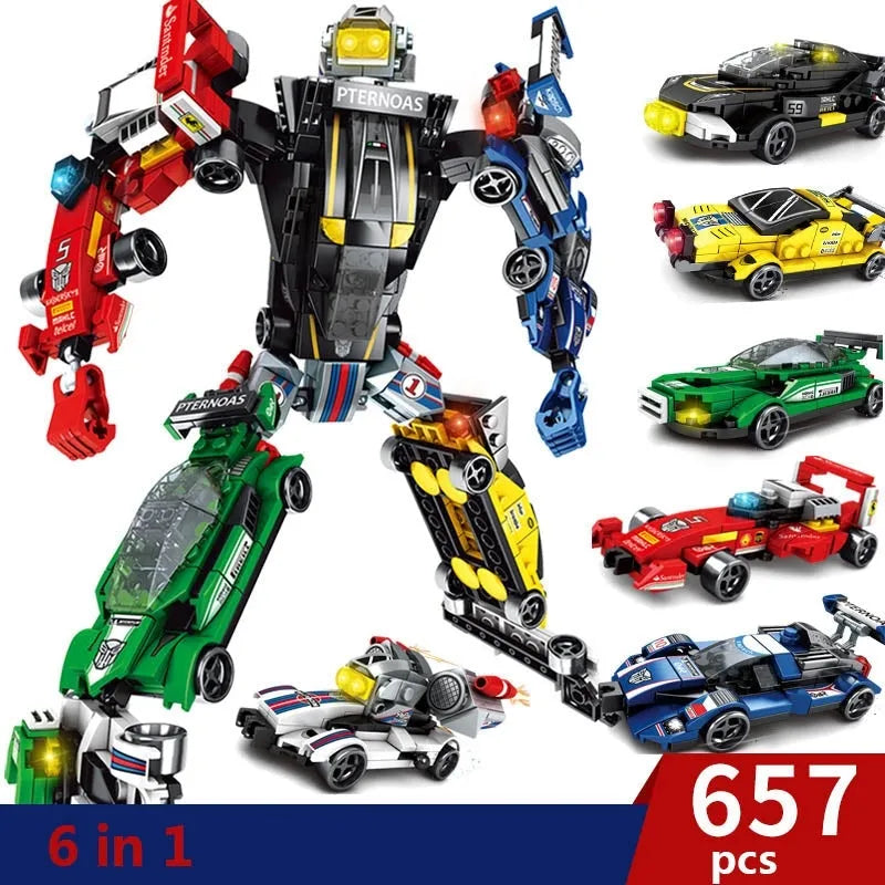 Mechanical Transformation Robot Racing Car Bricks Toy - Building Blocks set compatible Lego - Turbo Moc