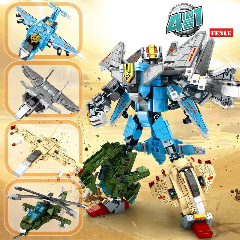 Steel Mecha Transformed Fighter Robot Bricks Toys - Building Blocks set compatible Lego - Turbo Moc