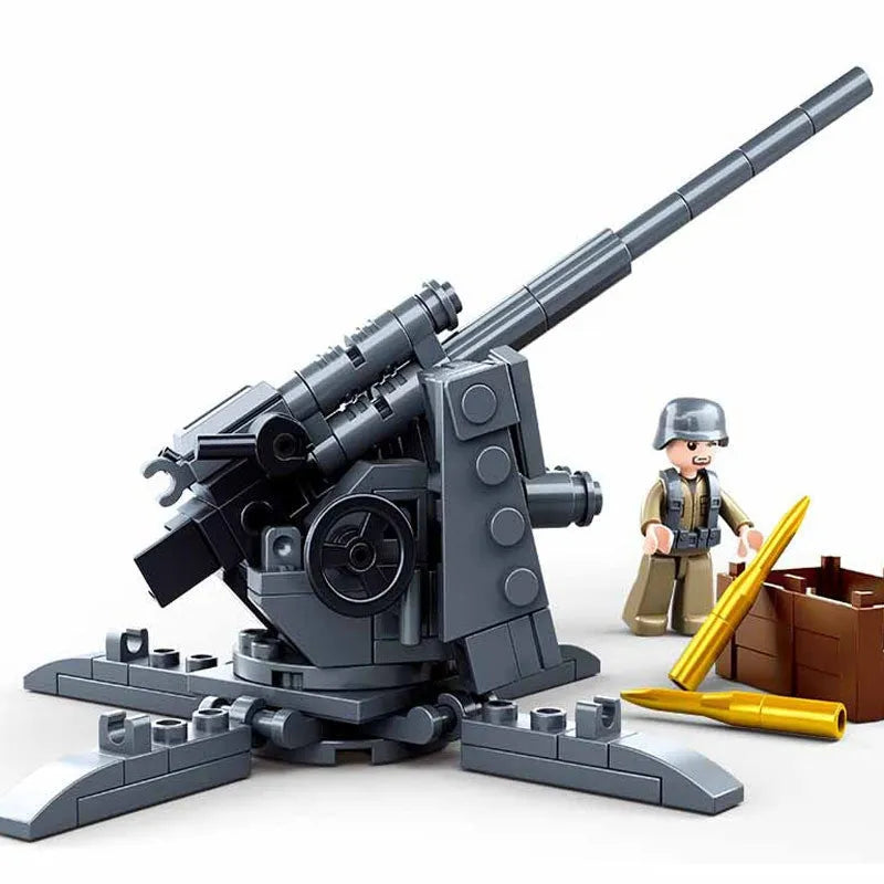 Military WW2 Normandy Landing 88MM Anti-Tank Gun - Building Blocks set compatible Lego - Turbo Moc