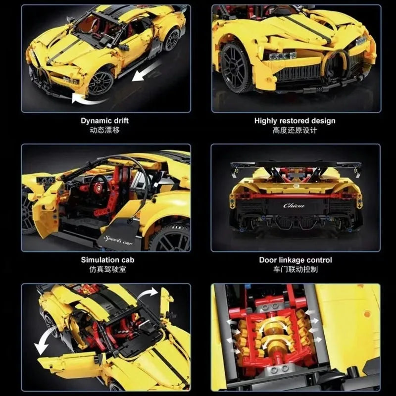 Bugatti Chiron Sport Yellow - Building Blocks set compatible Lego - Turbo Moc